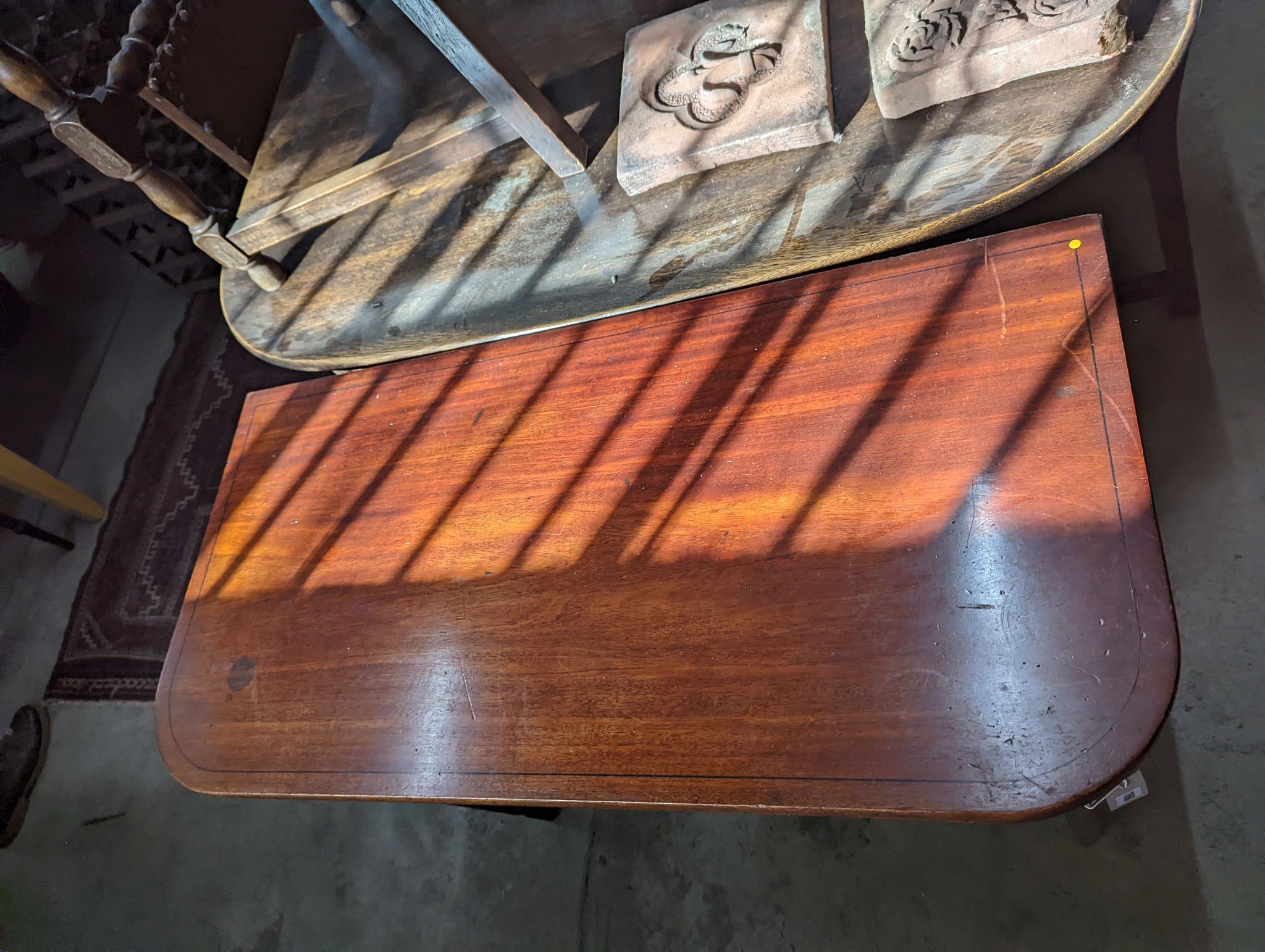 A George III rectangular mahogany folding card table, width 94cm, depth 47cm, height 74cm